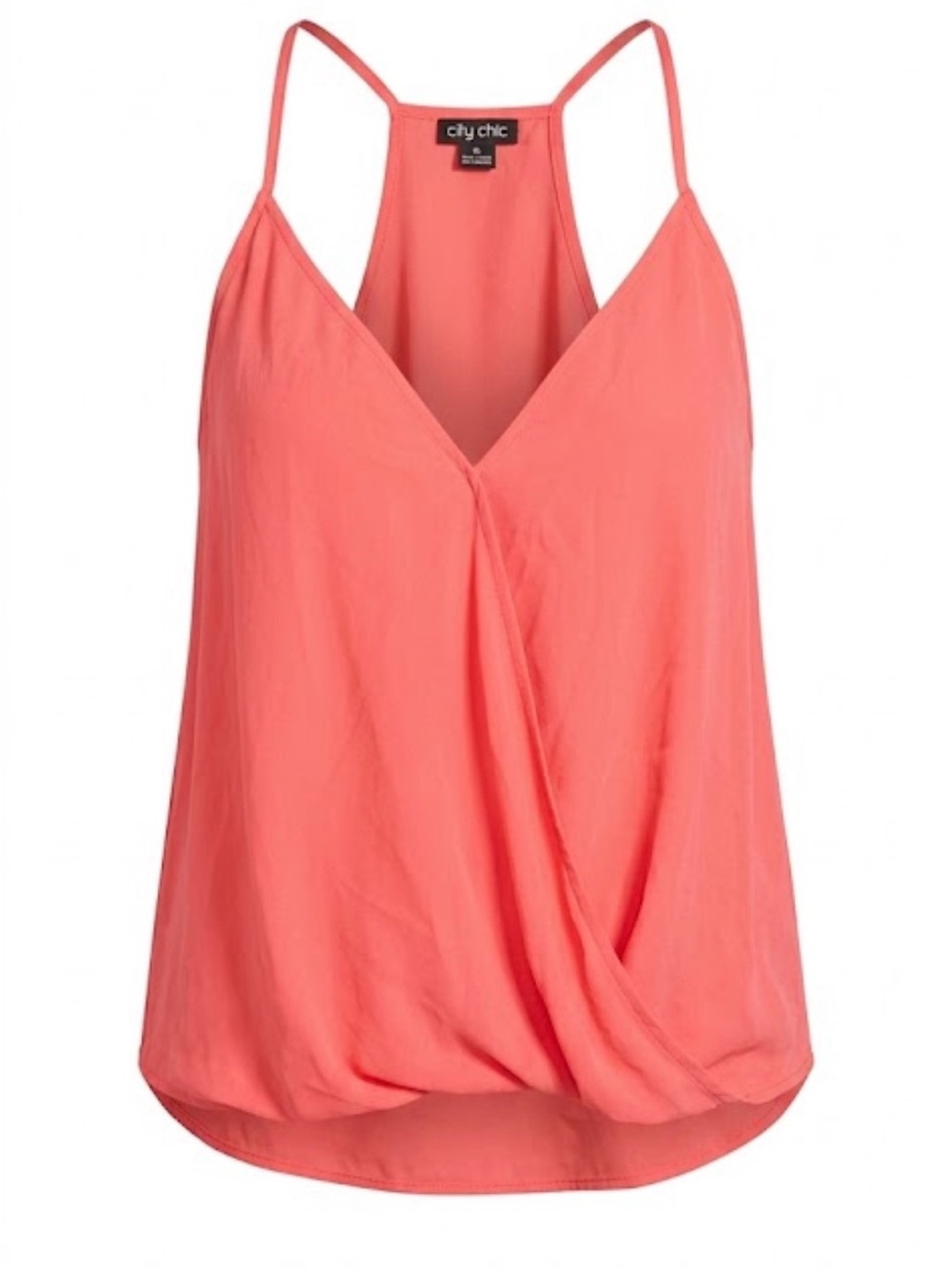 Lily White Coral Drape Front V-Neck Tank Top XL